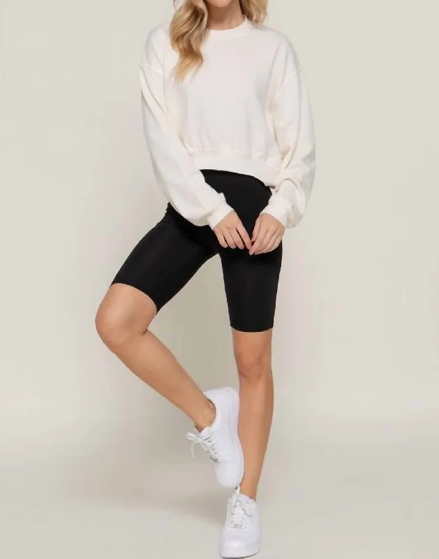 Bold Fashion Crew Neck Sweatshirt In Ivory