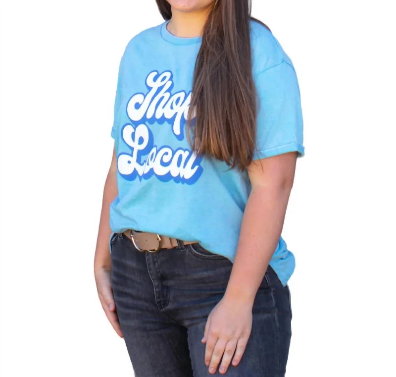 Stylish Dresses for Women "shop Local" Short Sleeve Tee In Carolina Blue