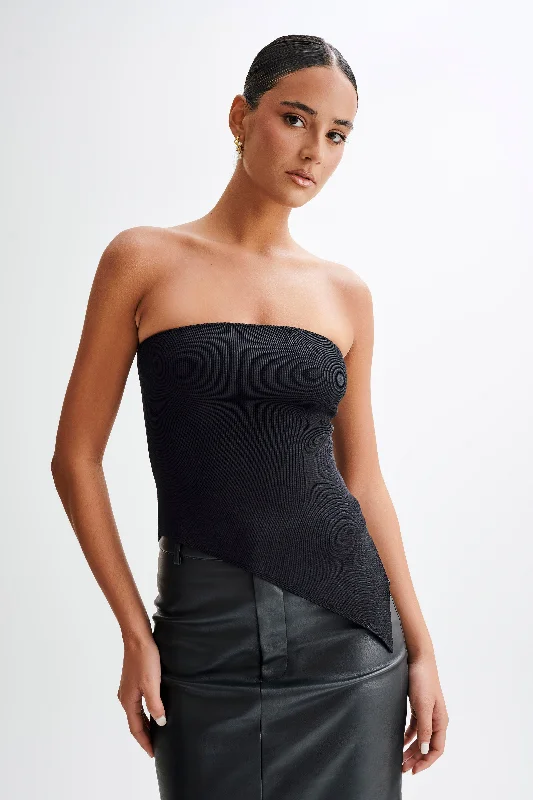 Clothes For Woman Sidney Asymmetrical Strapless Knit Top - Black