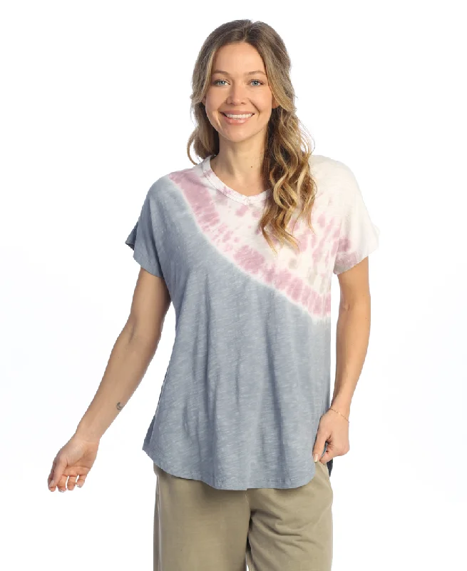 Women's Travel Apparel “Sunburst" Tie-Dye Print Short Sleeve Top - M91-2011