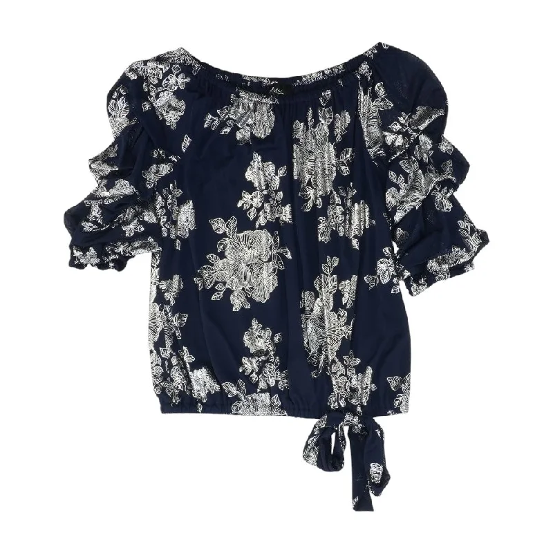 Casual Chic Navy Floral Knit Top