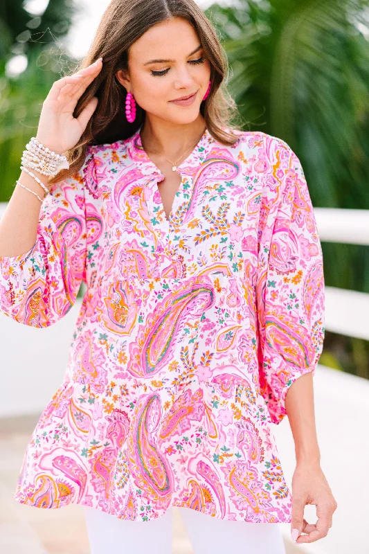 Save Big In Your Dreams Pink Paisley Blouse