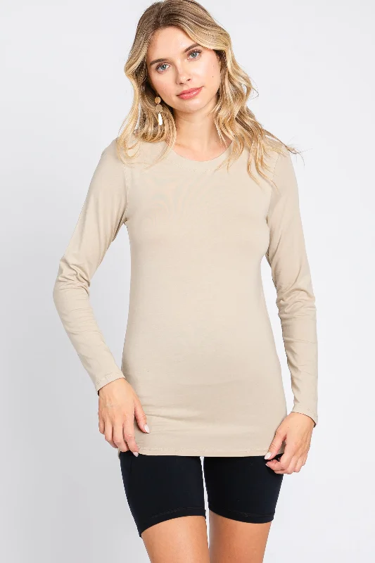 Chic & Cozy Apparel Beige Long Sleeve Top