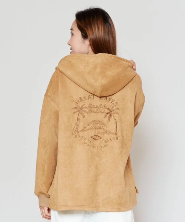 Affordable Women's Outfit SURF＆Palms Soft Suede Hoodie