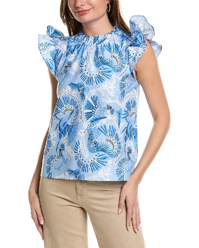 Women's Elegant Garments Sail to Sable Ruffle Neck Top