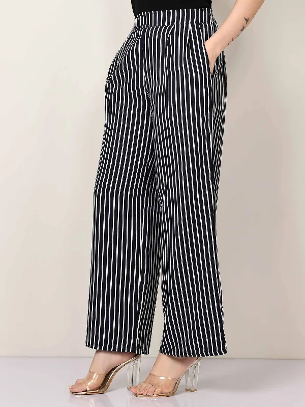 Classic Women's Clothing Styles Striped Grip Pants