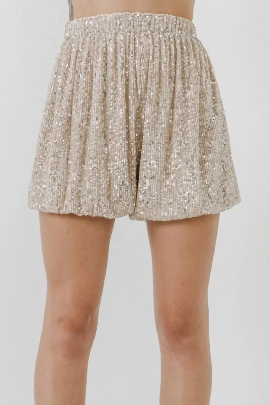 Women's Clothing Boutique Sequin Shorts In Ivory