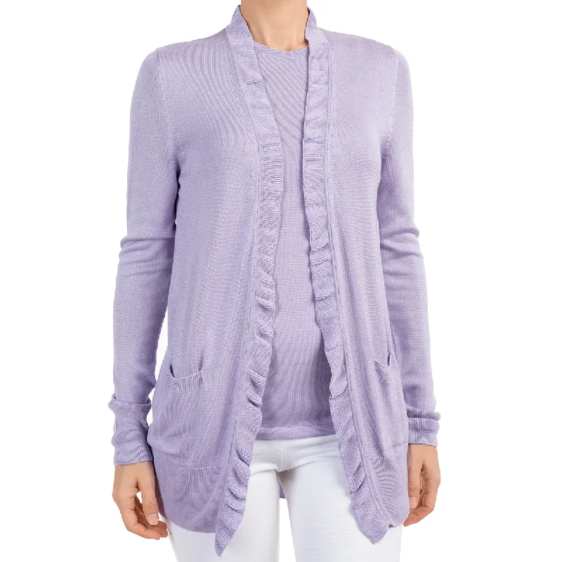 Women's Outfit For The Office Silk Viscose Cardigan in Lavender