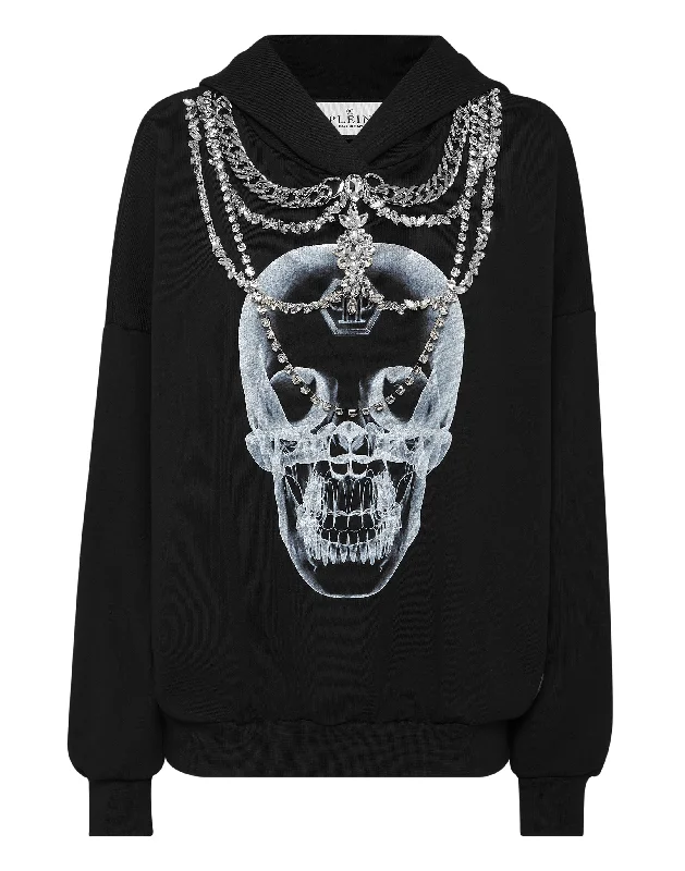 Plus-Size Women's Garments Hoodie sweatshirt X-Ray with Crystals