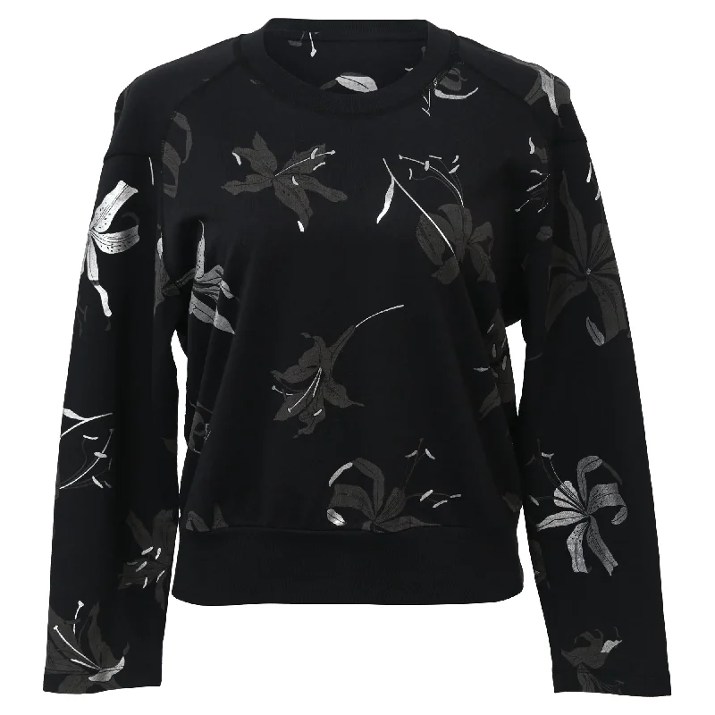 Women's Versatile Apparel Dries Van Noten Printed Sweatshirt in Black Cotton