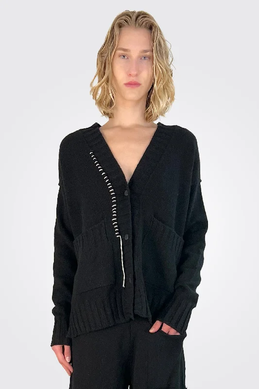 Free Spirited Fashion Boxy Cardigan - Black