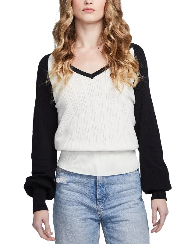 Women's High-Fashion Attire Chaser Starlette Pointelle Rib Knit Blackheart Sweatshirt