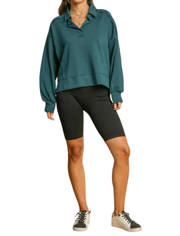 Trendy Outfits For Ladies Luxe Knit Sweatshirt In Seaweed