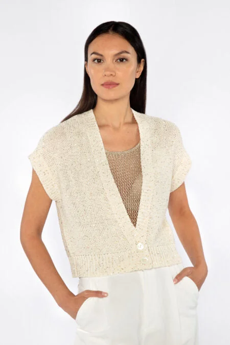 Holiday Special Offers Kinross Cashmere Sequin Cap Sleeve Cardigan