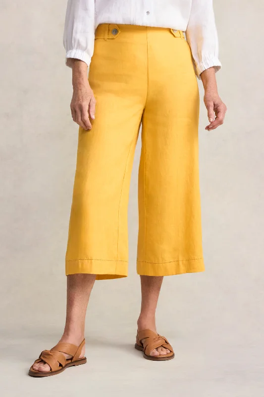 Chic Casual Style Linen Culotte - Mustard