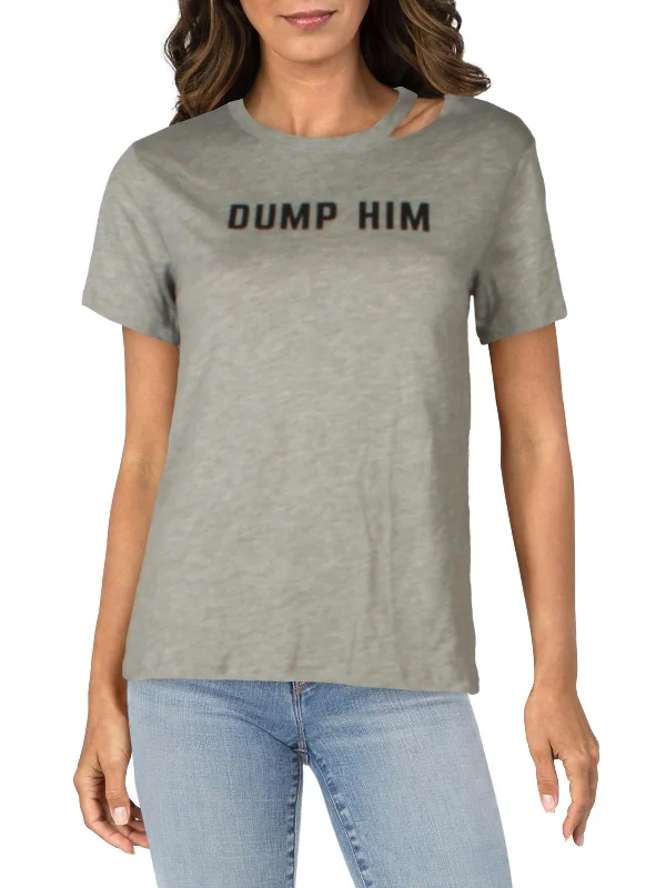 Women's Travel Garments Dump Him Womens Ripped Crewneck T-Shirt