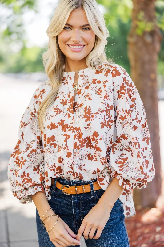 Women's Athleisure Apparel Take Your Turn Rust Orange Textured Blouse