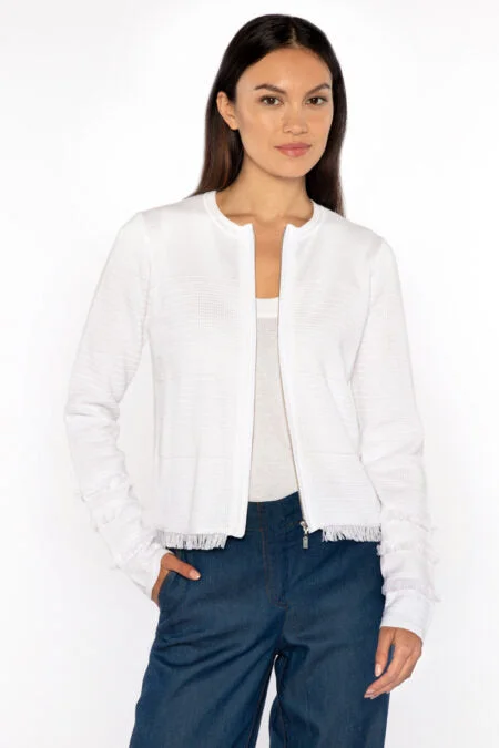 Holiday Gift Guide Sale Kinross Cashmere Fringe Zip Cardigan