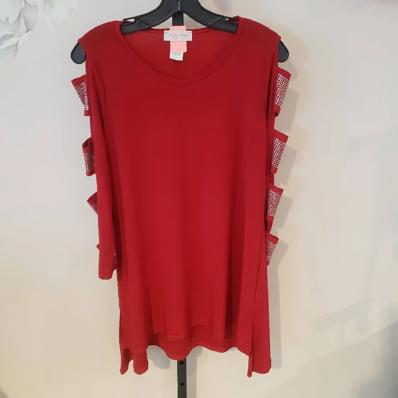 Latest Trends Rhinestone Ladder Tunic In Red