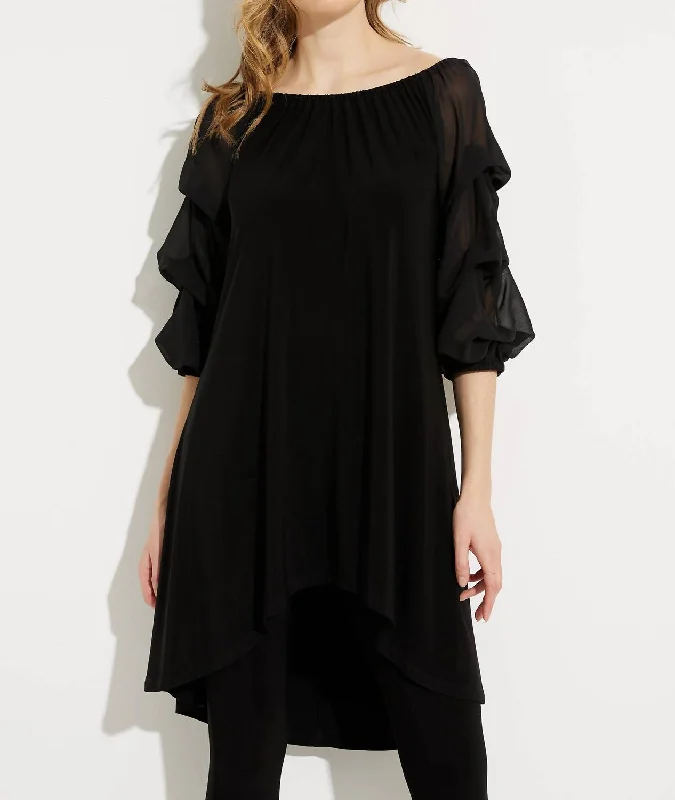 Chic Women's Outfit Ideas Cold Shoulder Tunic In Black