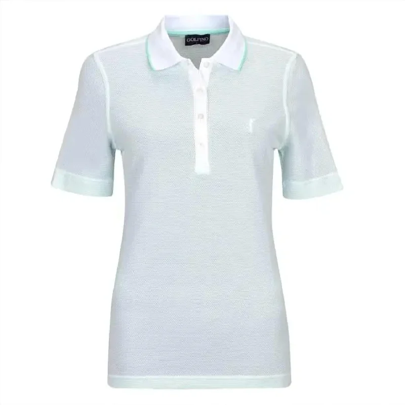 Unique Women's Fashion Pieces Women's The Mercedes Short Sleeve Polo In Pale Spa