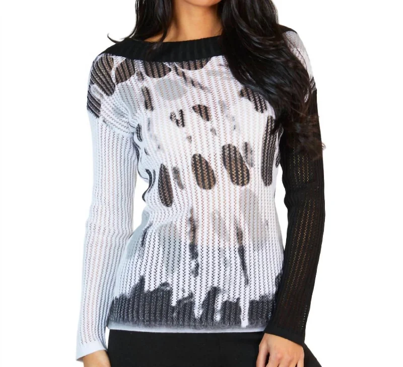 Women's Casual Garments Spot Cowl Neck Top In White/black