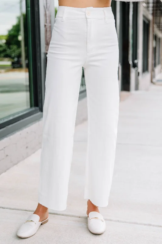 Relaxed Fashion It's All A Dream White Crop Jeans