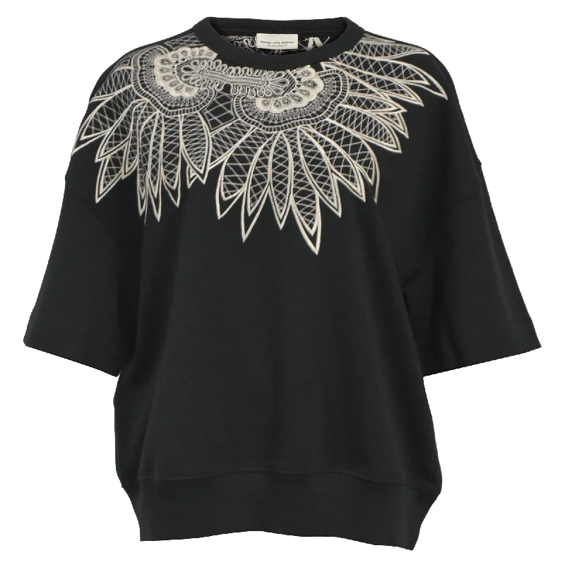 Trend Alert Dries Van Noten Heloovi Short-Sleeve Sweatshirt in Black Cotton