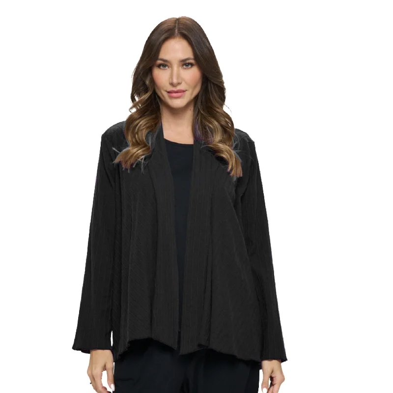 Festival Fashion Diagonal Rib Long Sleeve Cardigan in Black - CS-304-BLK