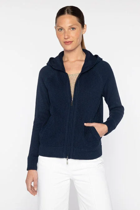 Modern Women's Outfit Kinross Cashmere Mixed Stitch Zip Hoodie