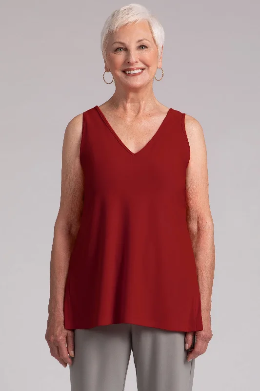 Affordable Women's Fashion Go To V-Neck Tank Relax | Red