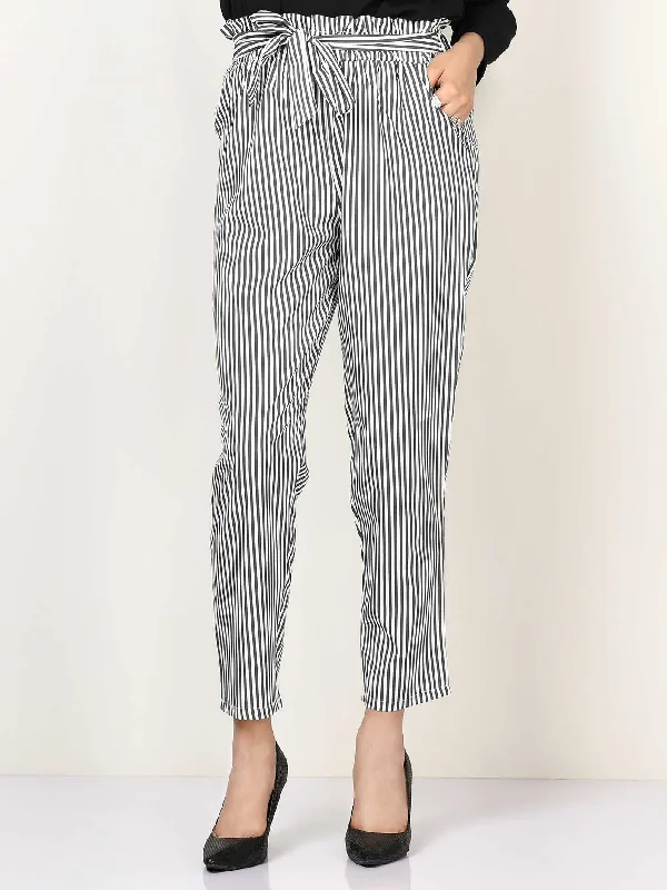 Casual Women's Clothing Striped Tie Knot Pants