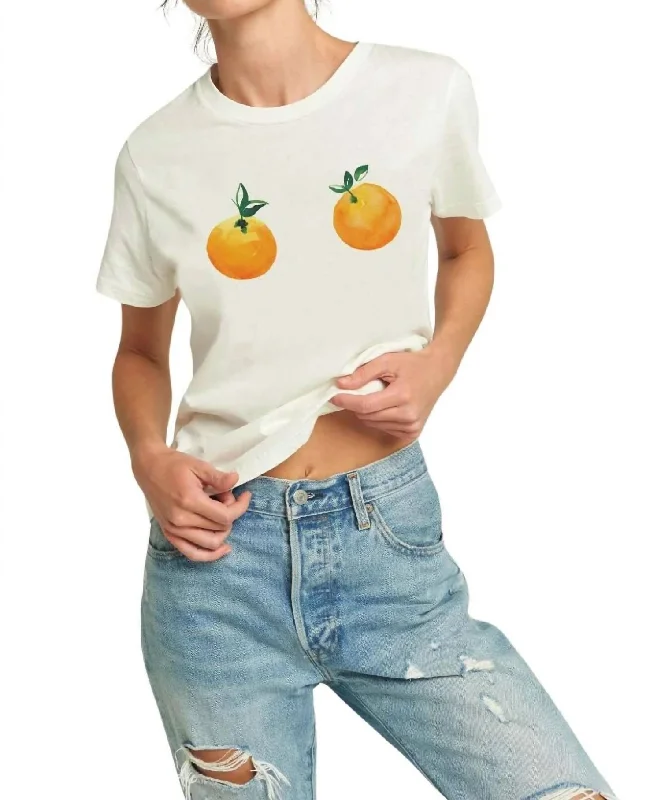 Workwear Fashion for Women Oranges Graphic T-Shirt In White