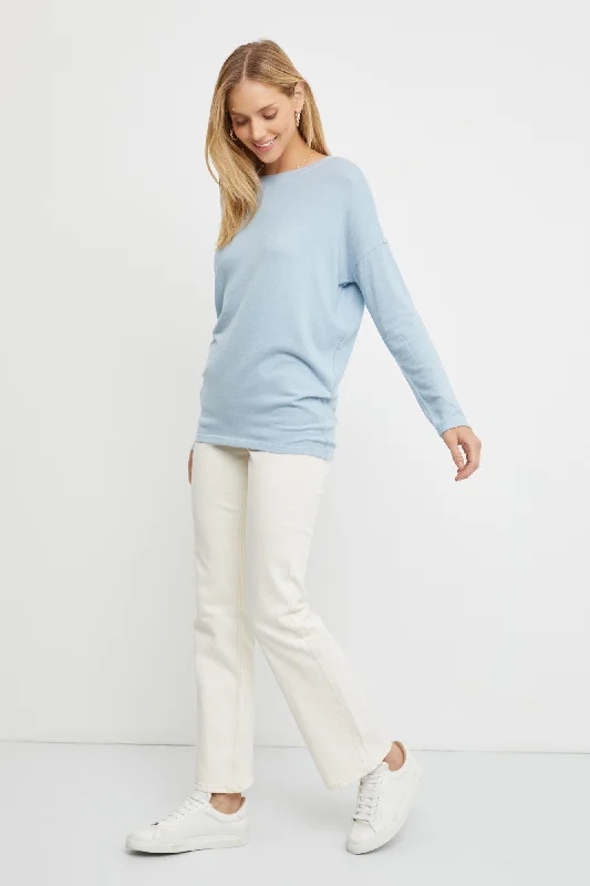 Save Big Light Blue Knit Long Sleeve Top