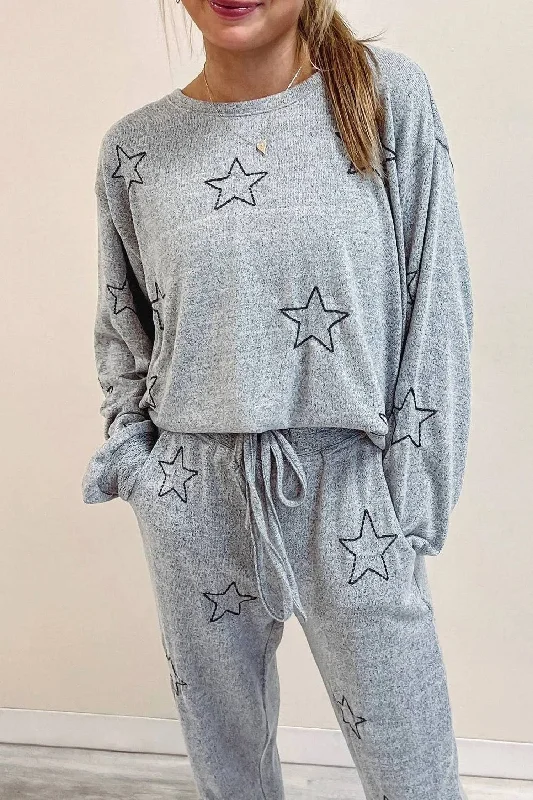 Women's Clothing And Garments Sets Star Sweatshirt In Heather Grey