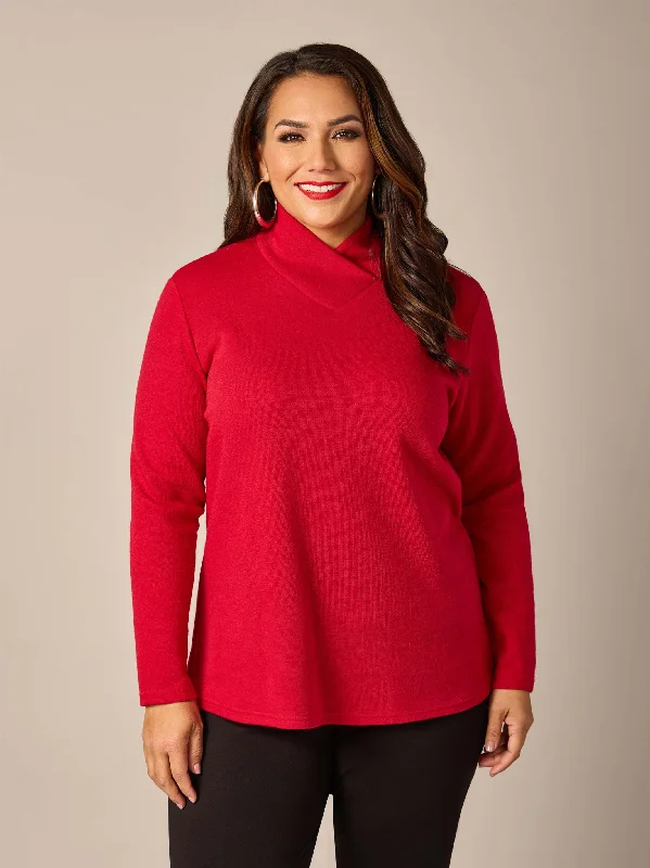 Best Online Boutiques Merino Touch Cross Neck Knit Top - Red