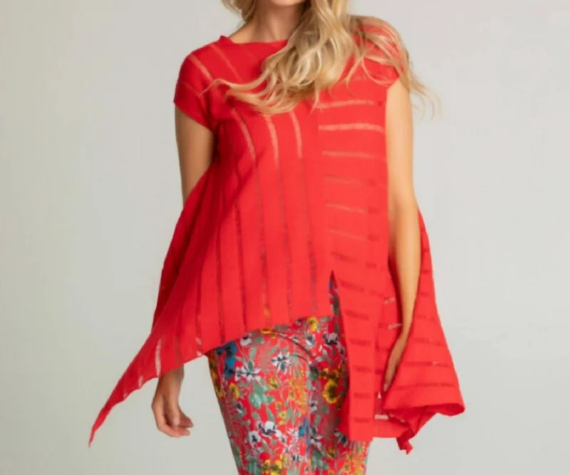 Bold and Elegant Women's Fashion Asymmetrical Red Tunic