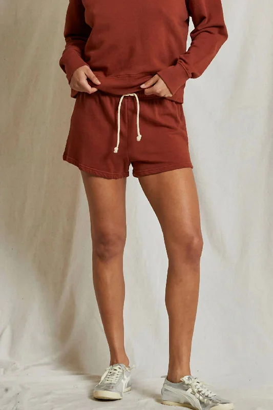 High End Fashion Layla French Terry Sweat Shorts In Russet