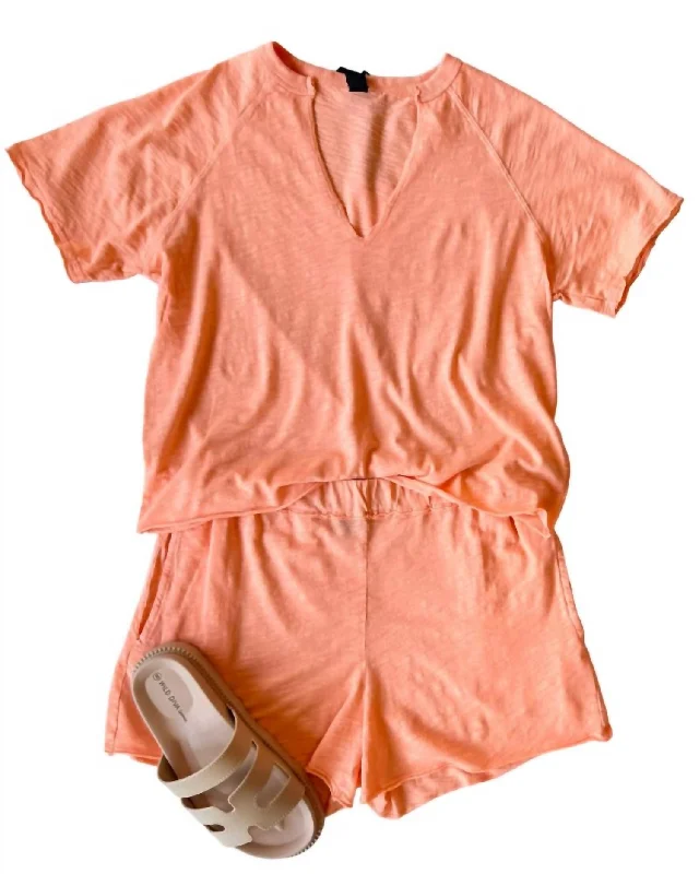 Affordable Women's Outfit Raw-Edge Short In Cantaloupe