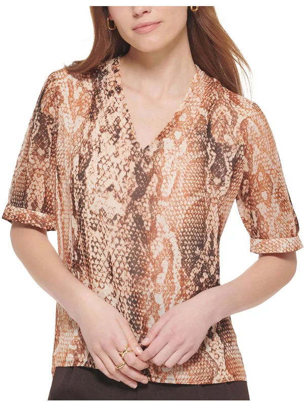 Online Clothing Boutiques Womens Snakeskin Multi Pullover Top