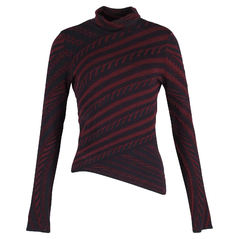 Women's Tailored Outfit Peter Pilotto Striped High Neck Top in Burgundy Wool