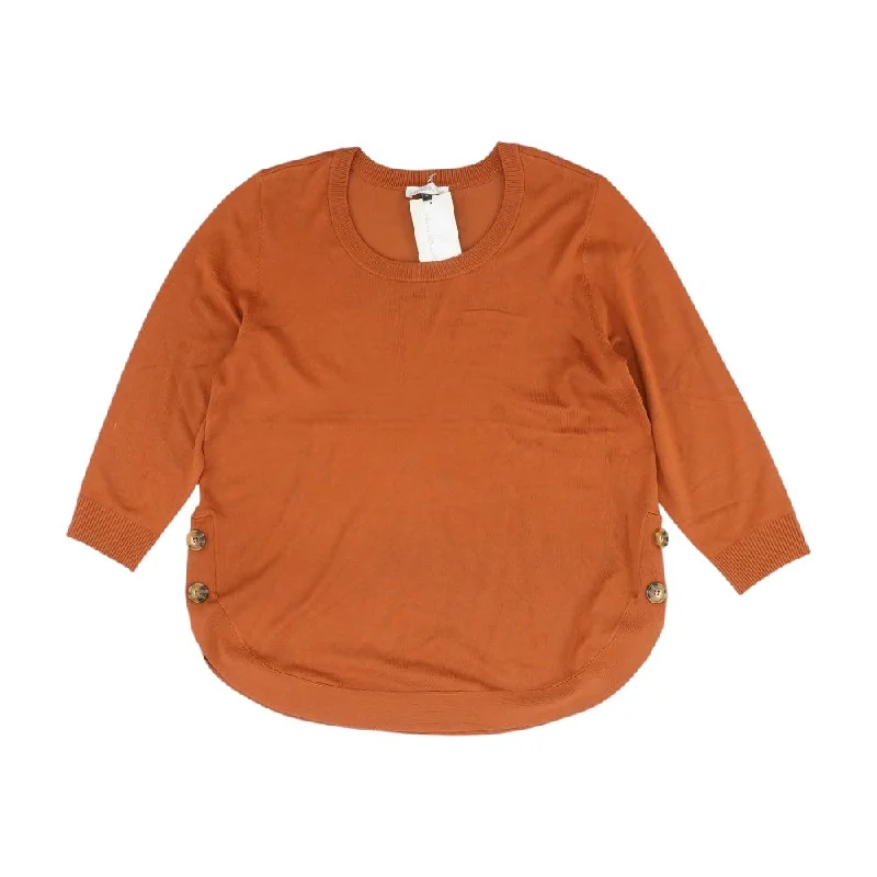 Stylish Women's Apparel Orange Solid Crewneck Knit Top