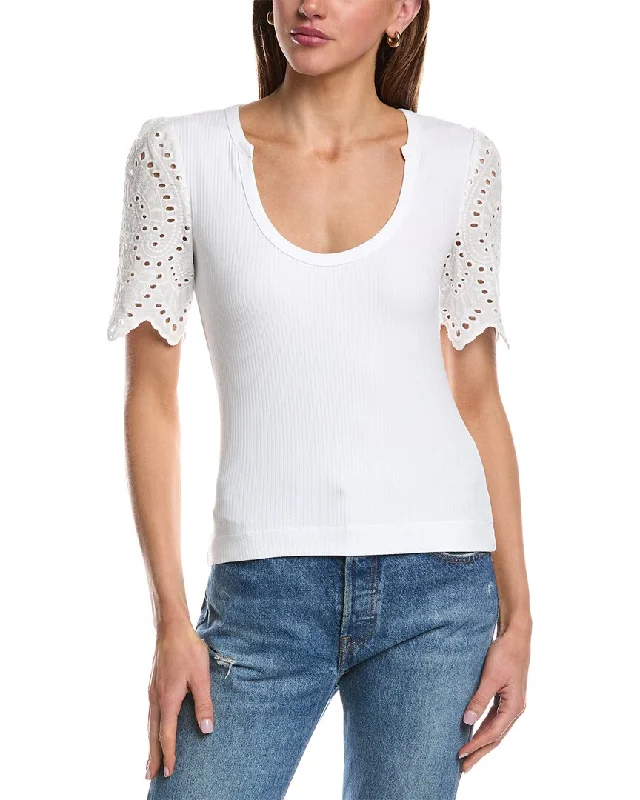 Women's Street Style Casual Wear CHRLDR Alfee Eyelet Sleeve T-Shirt