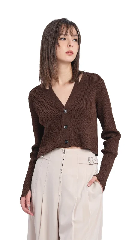 Modern Women's Attire Cutout Cardigan