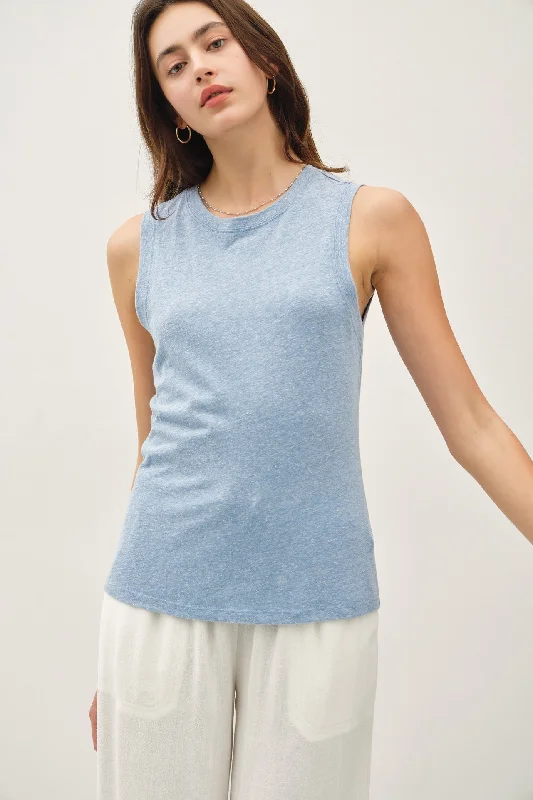 Fashion Forward Light Blue Basic Crew Neck Tank