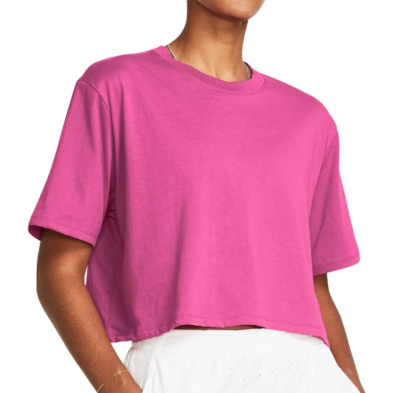 Women's Outfit For The Office Under Armour Campus Boxy Crop Short Sleeve Womens Training Top - Pink