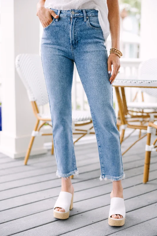 Versatile Outfits Just Black Denim: Can't Look Away Light Wash Straight Leg Jeans