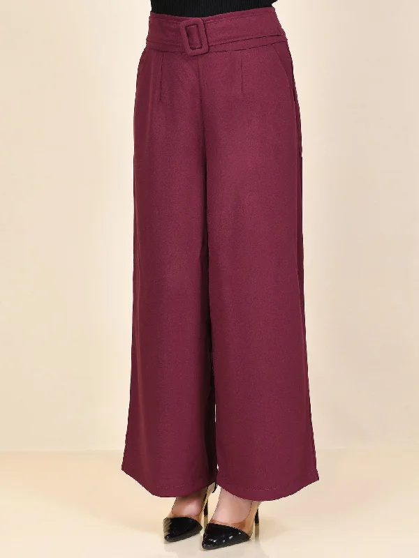 Casual Dresses for Women Belted Pants - Maroon