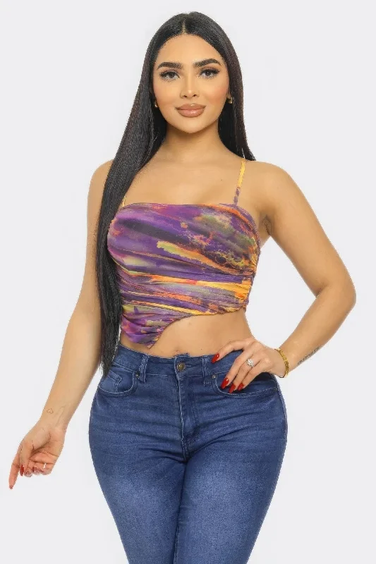 Women's Attire Mesh Print Top