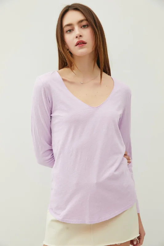 Women's Trendy Apparel Lavender Long Sleeve Shirt